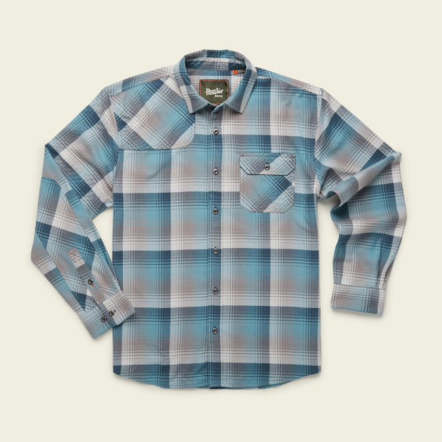 Howler Brothers Mens Harkers Flannel Shirt FIN Cavern Plaid: Fine Morning