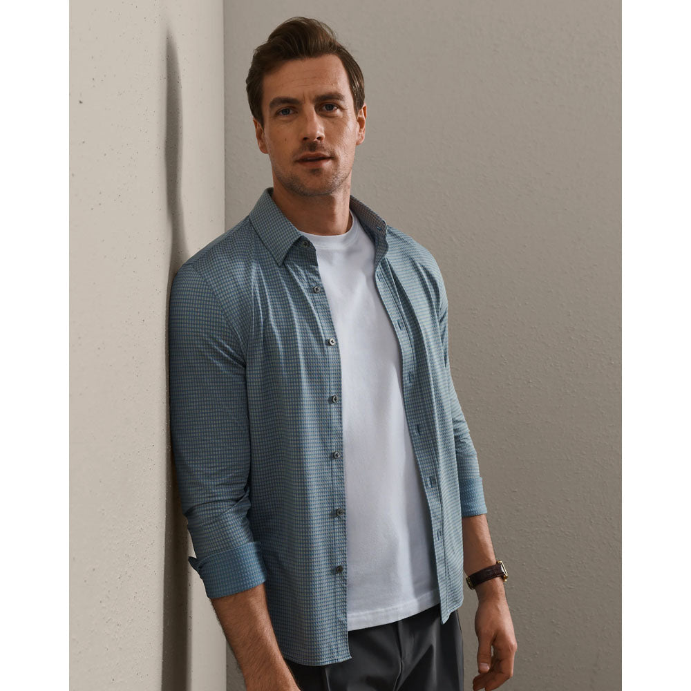 Rhone Mens Commuter Shirt - Slim Olive hadow Gingham / S