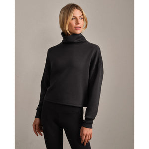 Rhone Womens DreamGlow Mock Neck Pure Black Heather