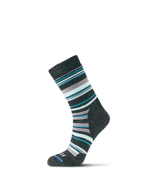 Fits Medium Hiker Striped Crew Socks Eggplant