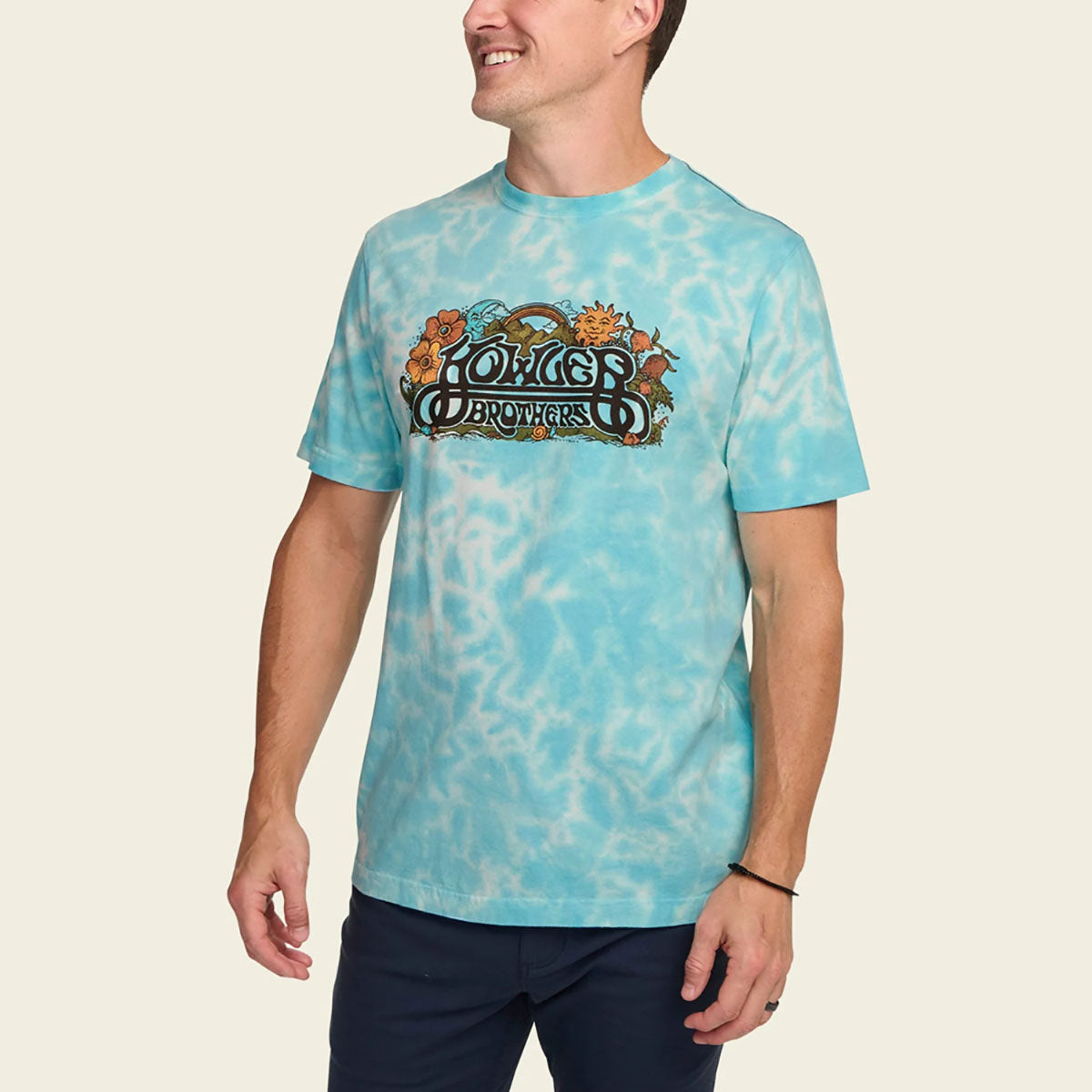 Howler Brothers Mens Cotton T Verdant Valley : Sky Dye