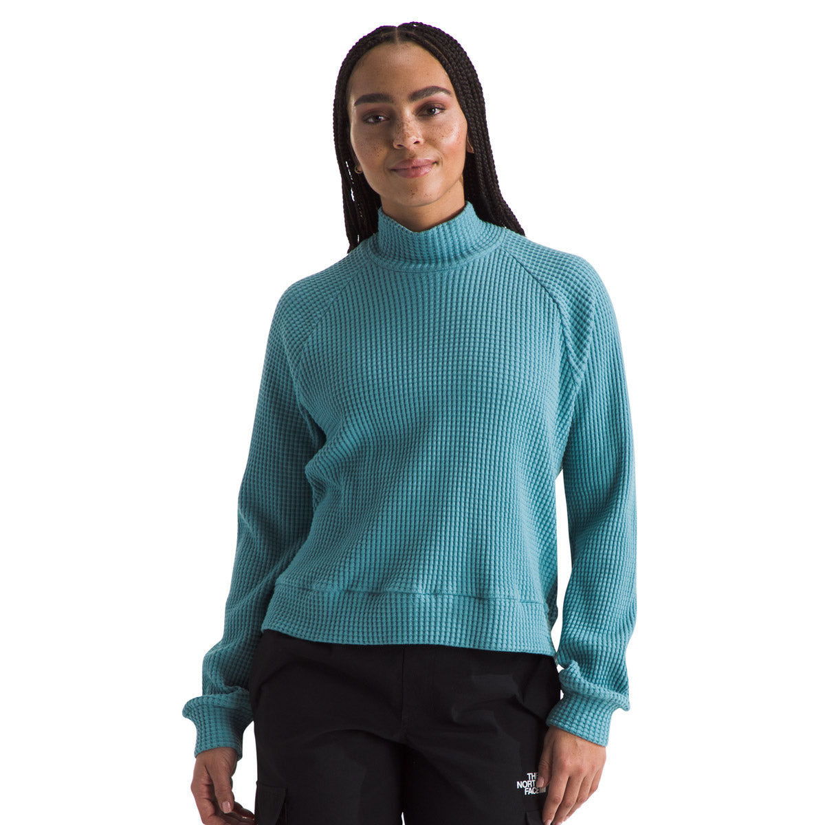 The North Face Women&#39;s L/S Mock Neck Chabot Algae Blue