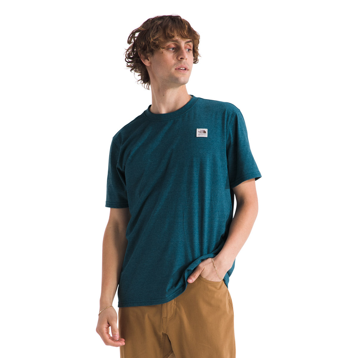 The North Face Men's S/S Heritage Patch Heathered Tee Midnight Petrol Dark Heather