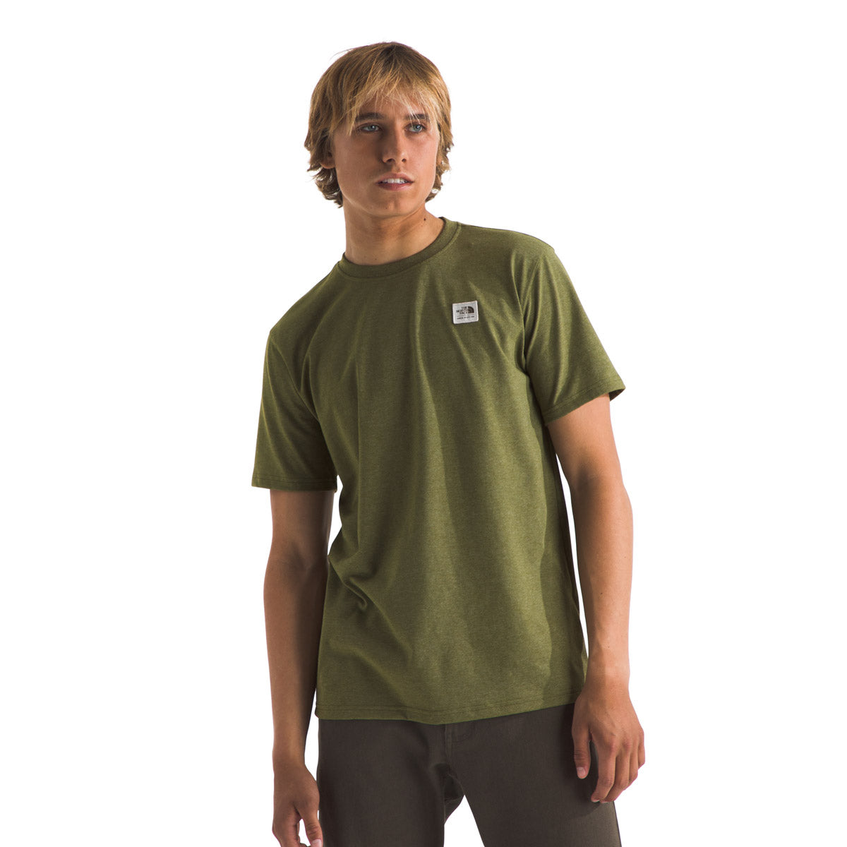 The North Face Men's S/S Heritage Patch Heathered Tee Forest Olive Heather