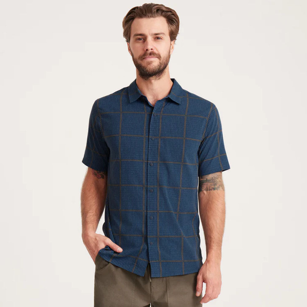 Roark Mens Bless Up Breathable Stretch Shirt Navy Plaid