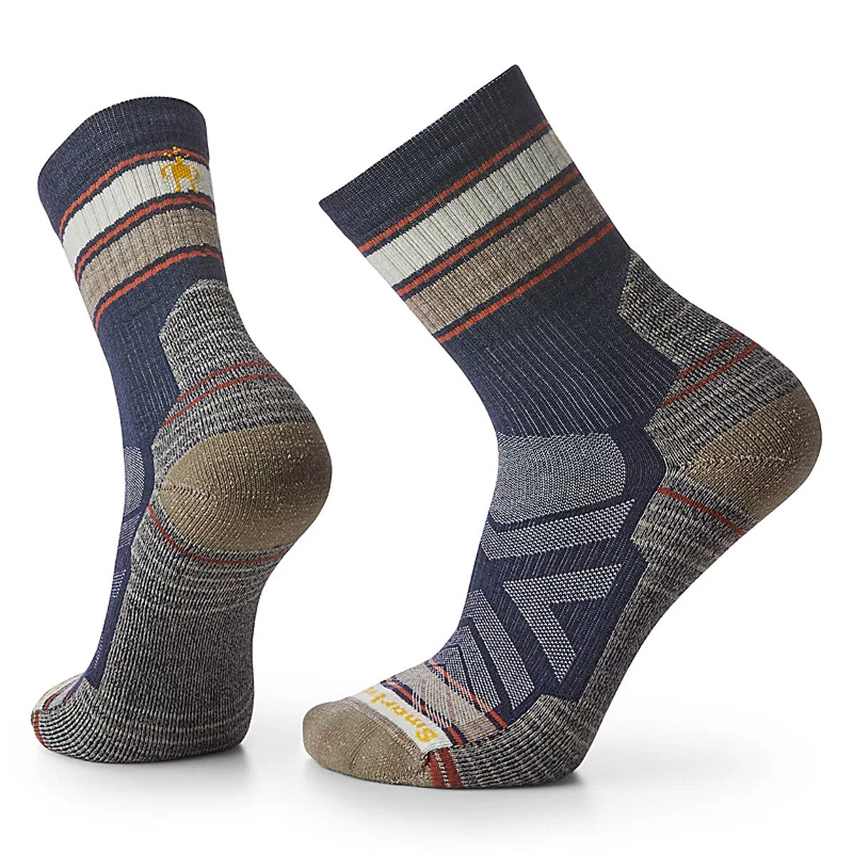 Smartwool Men's Hike Light Cushion Striped Mid Crew Socks Deep Navy