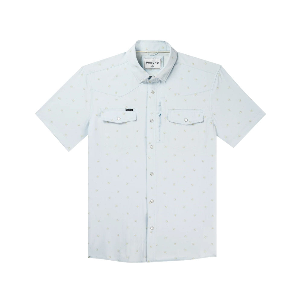 Poncho Mens The Bonito Light Blue Rose Print