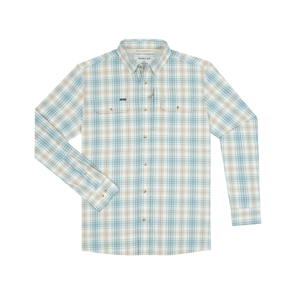 Poncho Mens The Nervous Water Brown and Green Plaid