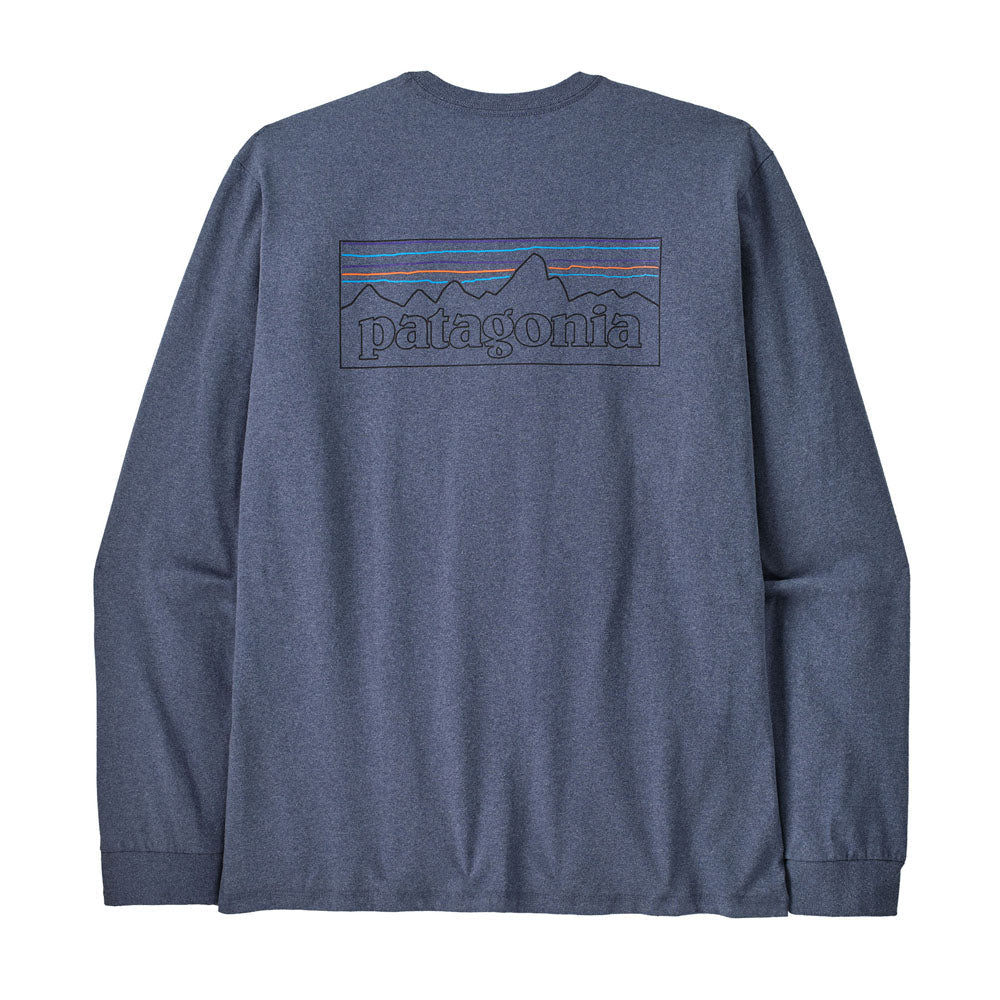 Patagonia Mens Long-Sleeved P-6 Logo Responsibili-Tee P-6 Outline: Current Blue