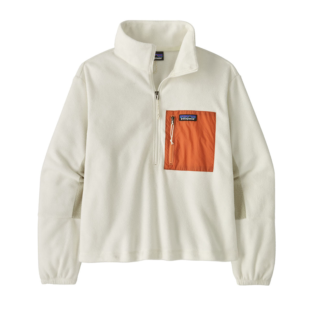 Patagonia Womens Microdini 1/2 Zip Pullover Birch White w/Rock elon / M