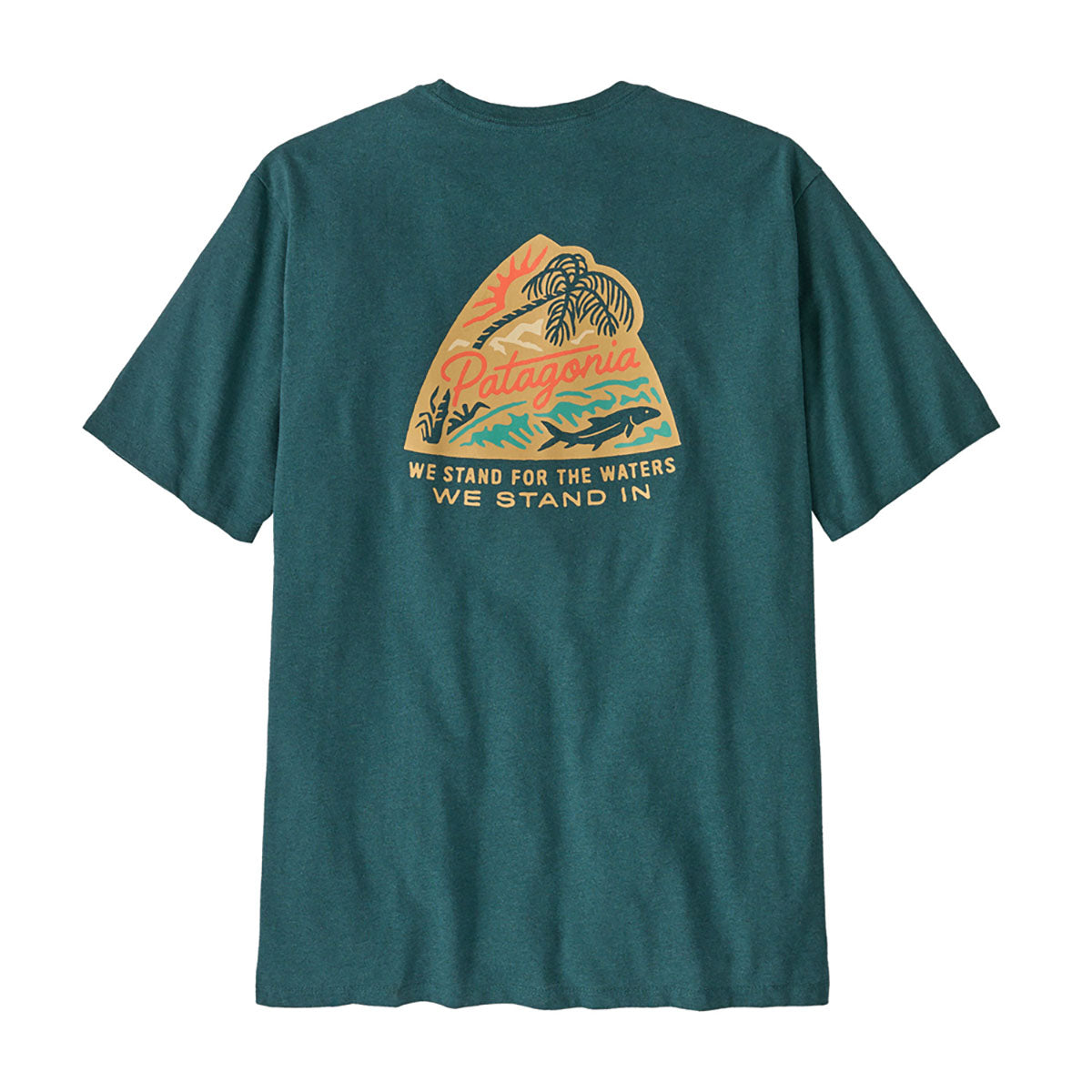 Patagonia Mens Short-Sleeved Take a Stand Responsibili-Tee Bayou Badge: Wetland Blue