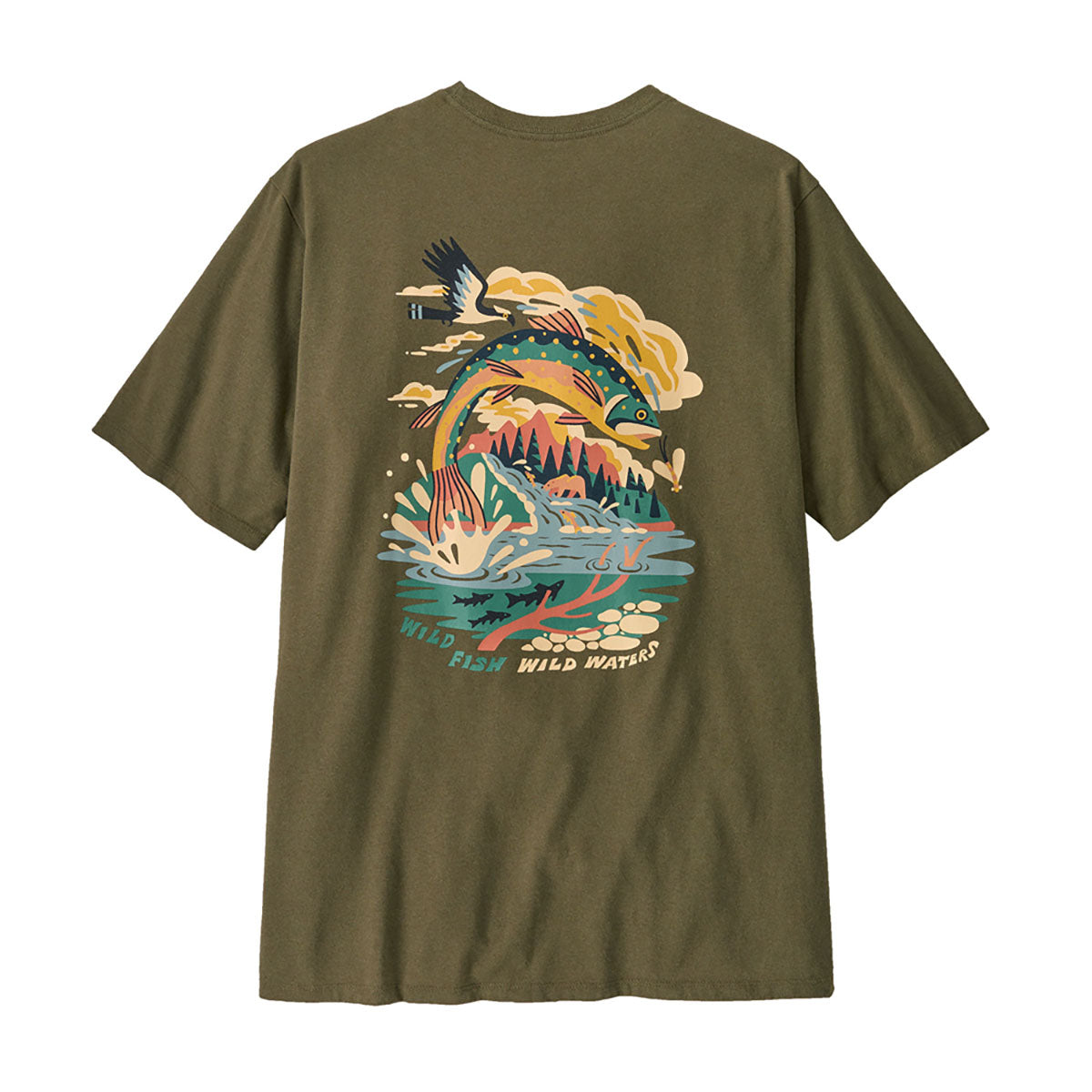 Patagonia Mens Short-Sleeved Take a Stand Responsibili-Tee Pine tream: Tent Green / S