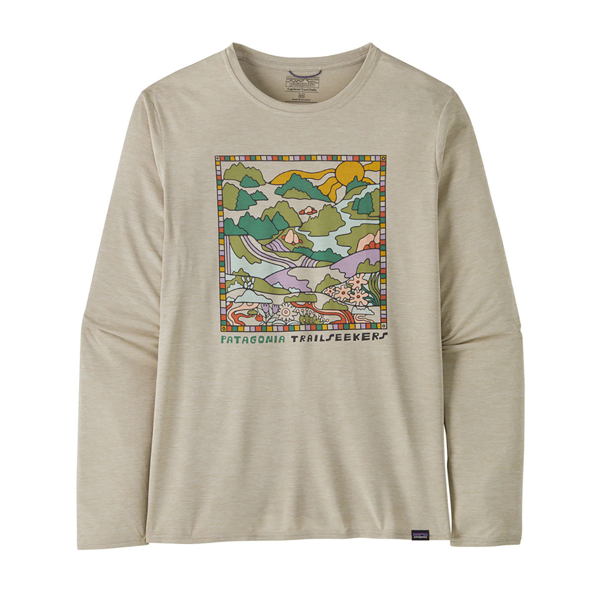 Patagonia Mens Long-Sleeved Capilene Cool Daily Graphic Shirt - Lands Trailseekers: Pumice X-Dye