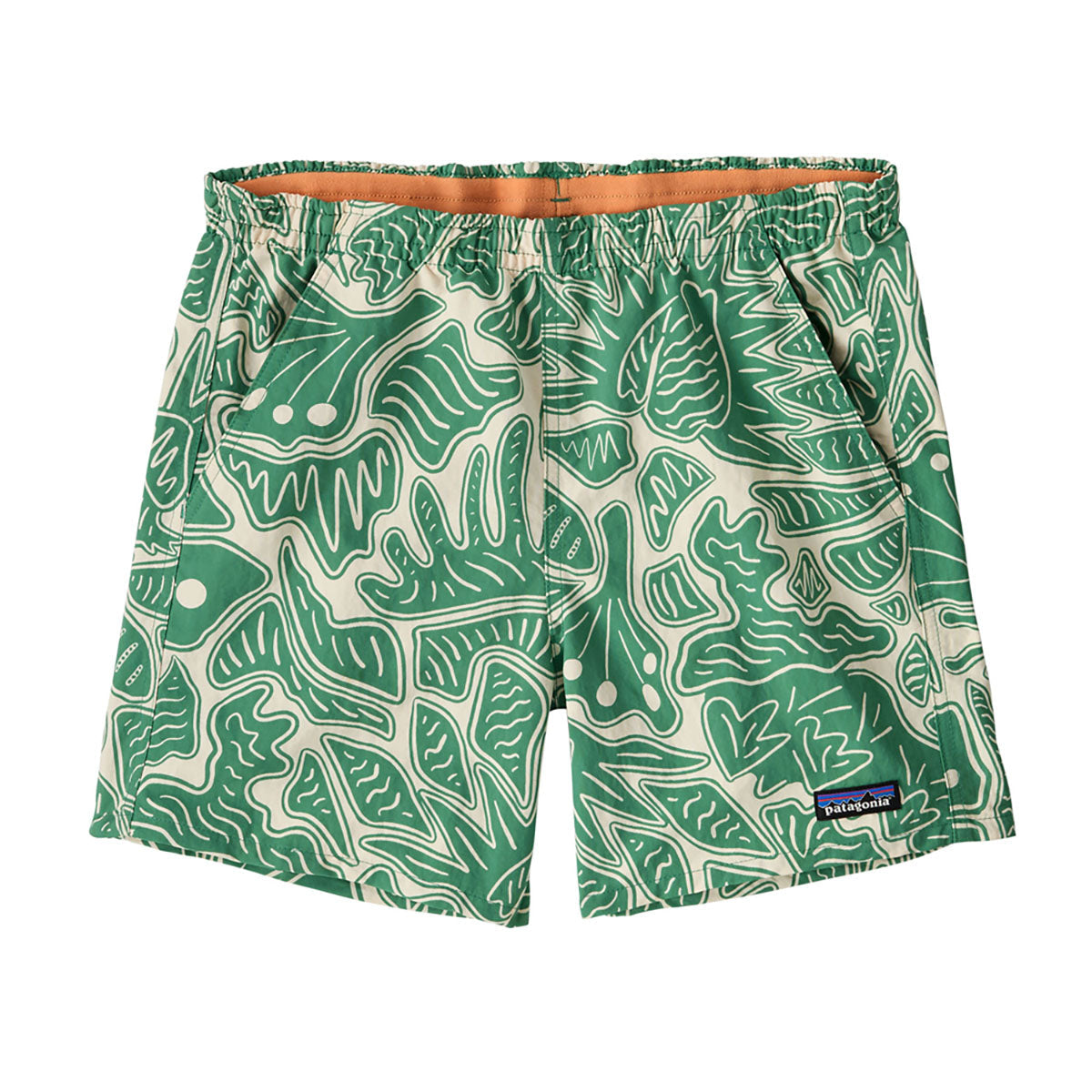Patagonia Womens Baggies Shorts - 5 in. Bees and Flowers: Heartleaf Green