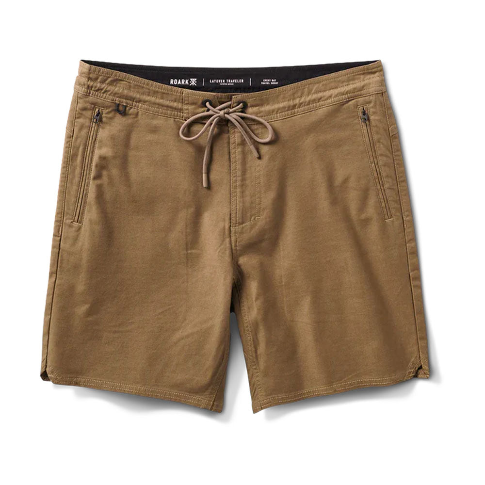 Roark Mens Layover Traveler Shorts Dark Khaki