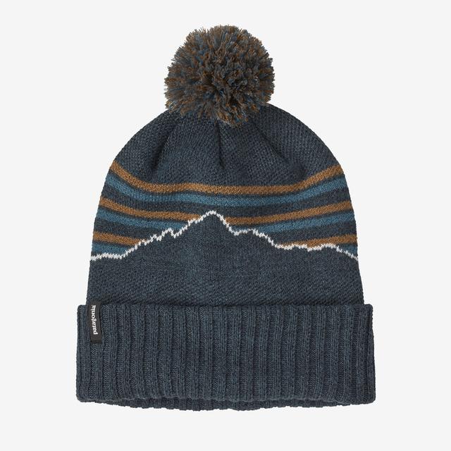 Patagonia Powder Town Beanie FISS Fitz Roy Stripe Knit: Smolder Blue