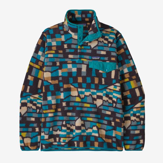 Patagonia Mens Lightweight Synchilla Snap-T Fleece Pullover Fitz Roy Patchwork: Belay Blue