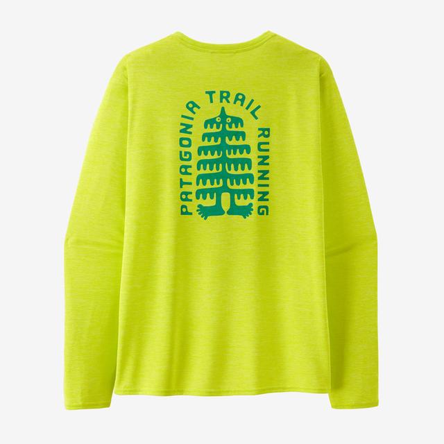 Patagonia M LS Cap Cool Daily Graphic Shirt - Lands TPHX Tree Trotter: Phosphorus Green X-Dye