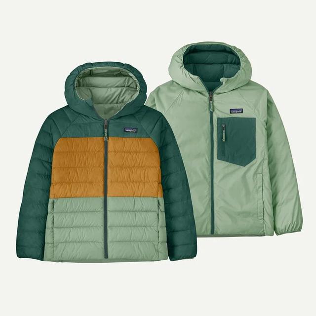 Patagonia Kids Reversible Down Sweater Hoody ELGR Ellwood Green