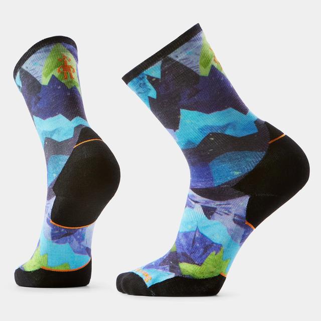 Smartwool M Trail Run Targeted Cushion Summit Sector Print Crew P43 Nightfall Blue