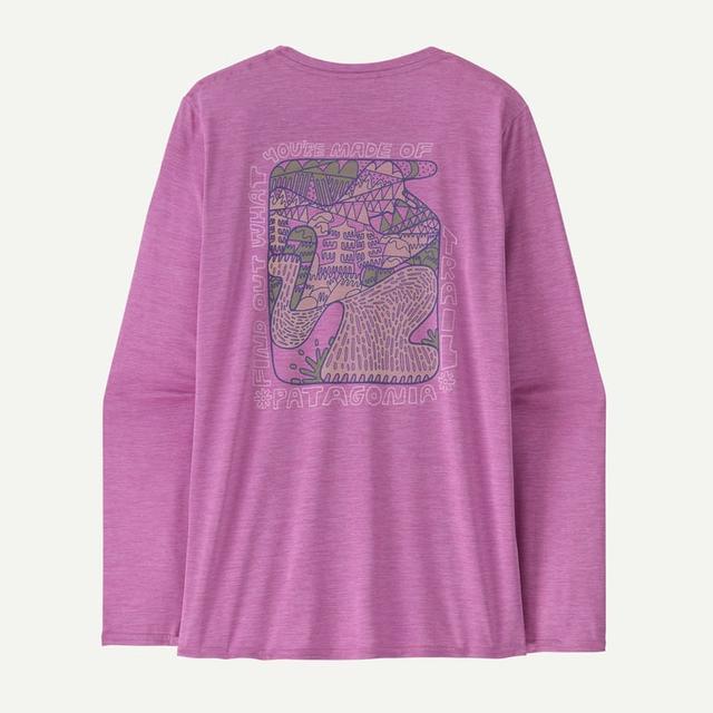 Patagonia Womens Long-Sleeved Capilene Cool Daily Graphic Shirt - Lands MBPX Made Of: Brisk Purple X-Dye