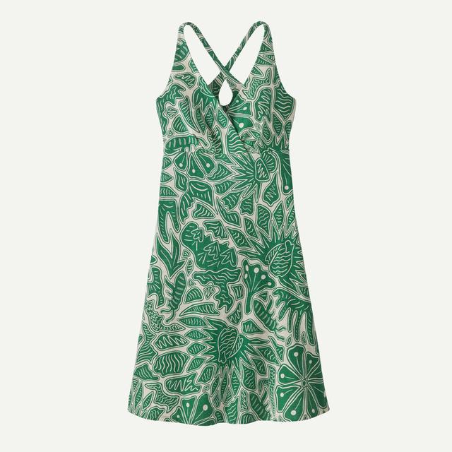 Patagonia Womens Amber Dawn Dress Bees and Flowers: Heartleaf Green