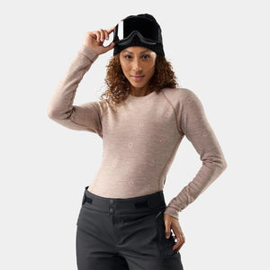 Smartwool Womens Classic Thermal Merino Base Layer Crew R39 Almond Mini Meadow