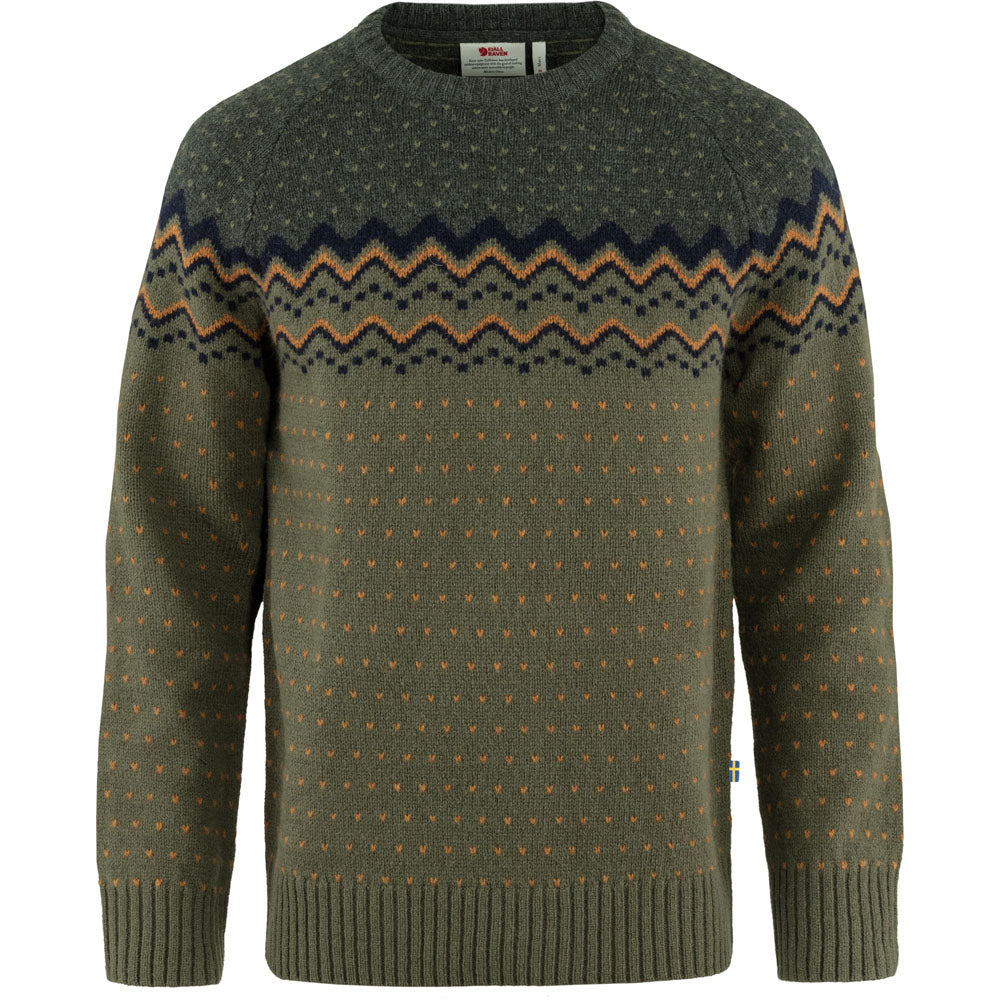 Fjallraven Men&#39;s Ovik Knit Sweater Laurel Green-Deep Forest