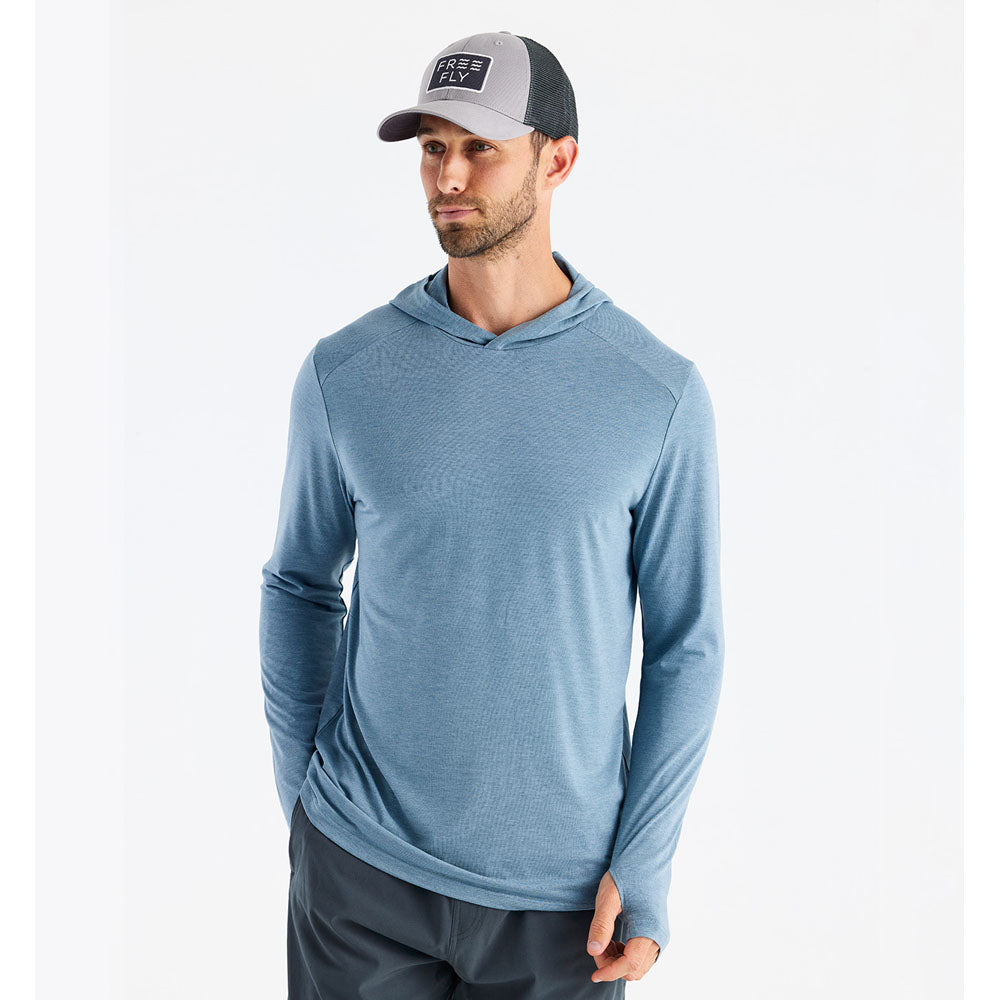 Free Fly Apparel Mens Bamboo Shade Hoodie Heather Slate Blue