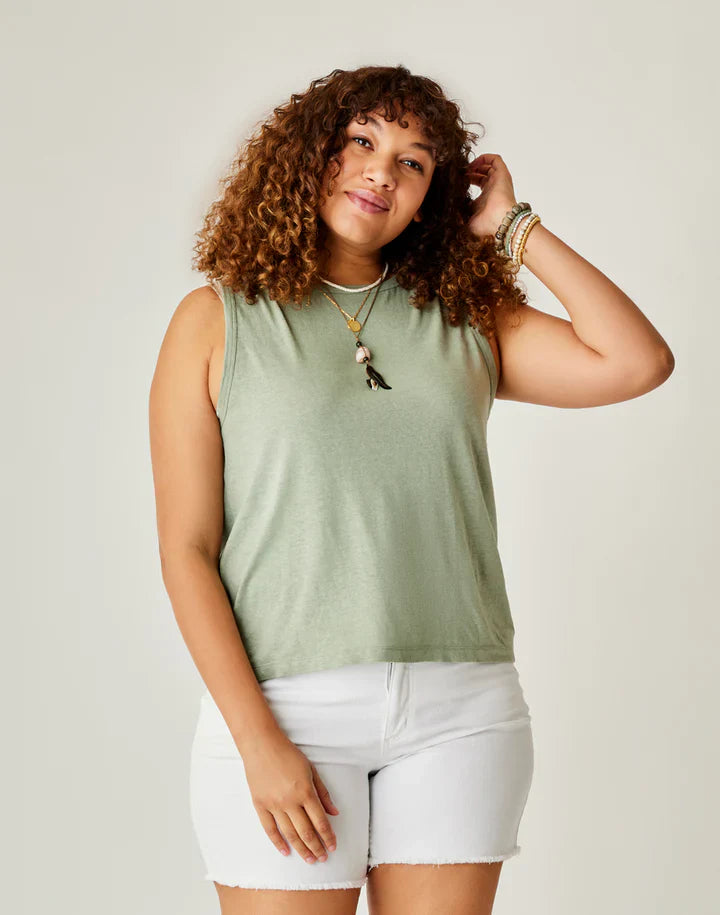 Carve Designs W Larisa Hemp Tank 328 Light Cilantro