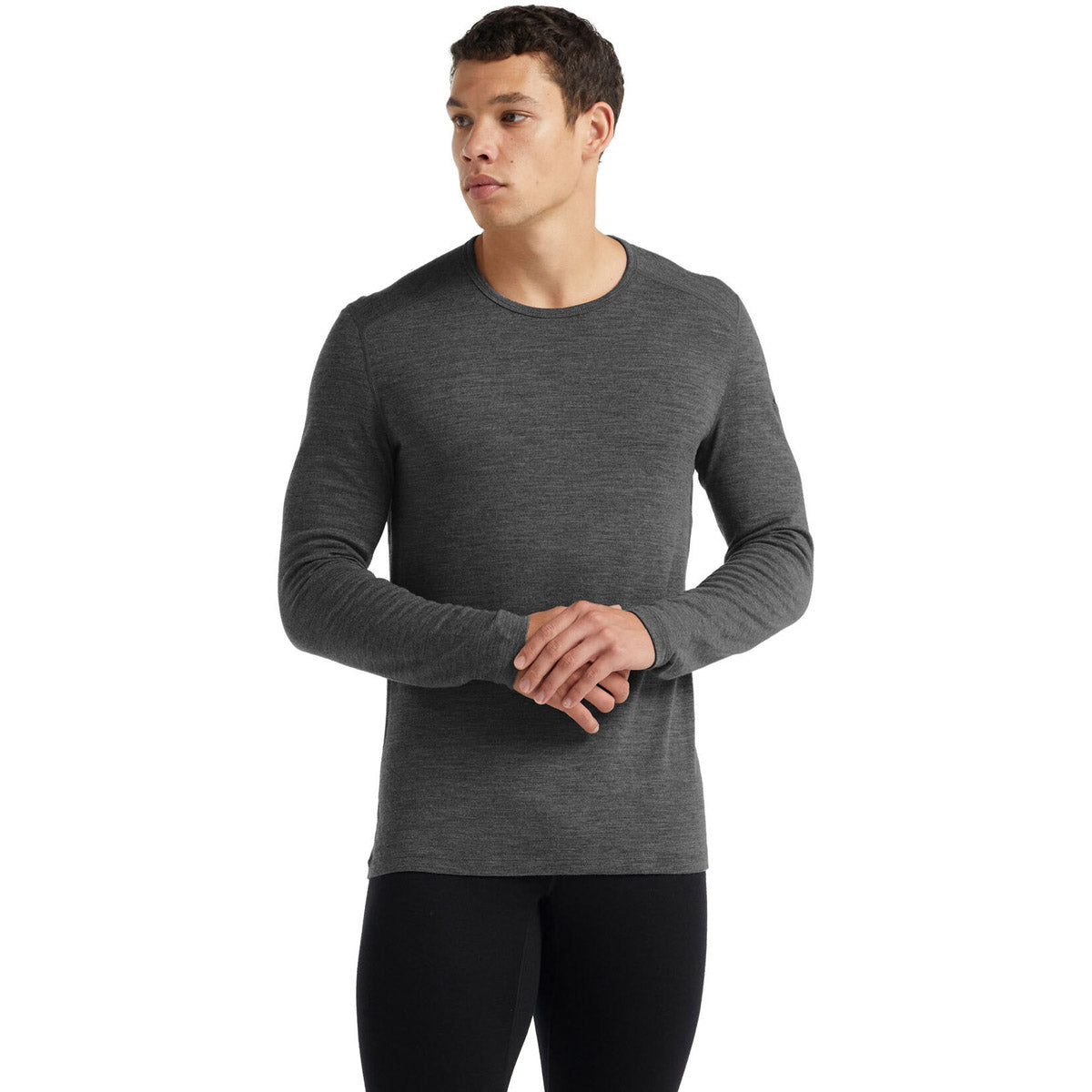 Icebreaker Men&#39;s Merino 260 Tech Long Sleeve Crewe Thermal Top Gritstone Heather