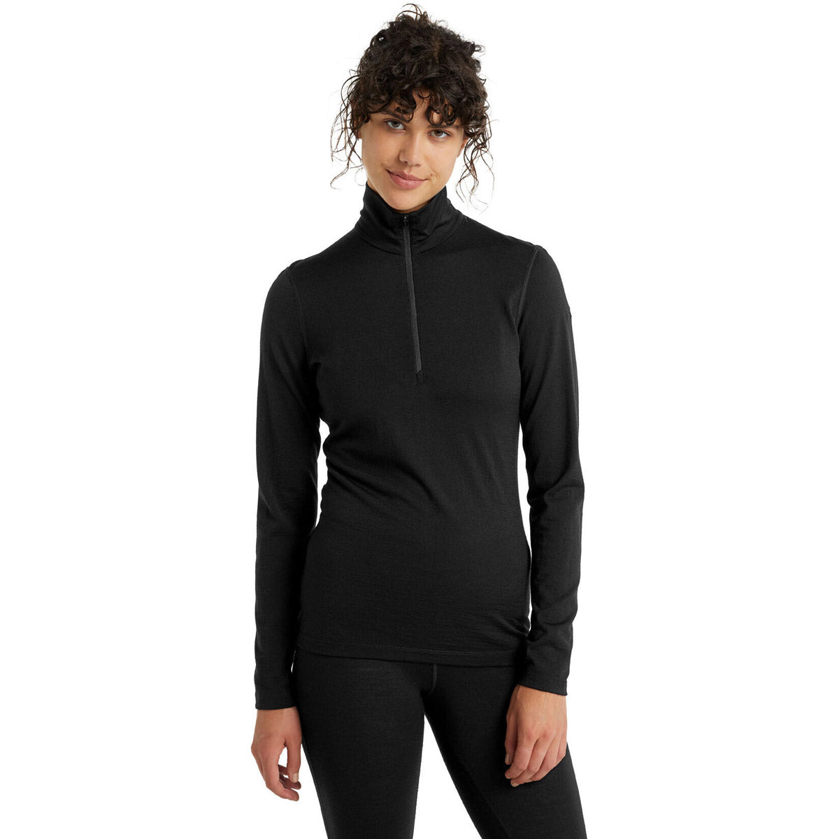 Icebreaker Women's Merino 200 Oasis Long Sleeve Half Zip Thermal Top Black