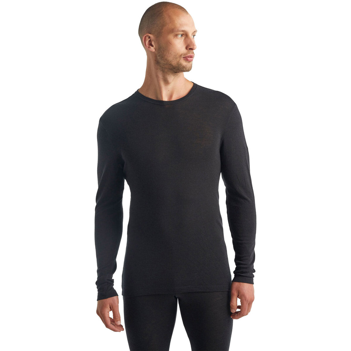 Icebreaker Men&#39;s Merino 175 Everyday Long Sleeve Crewe Thermal Top Black
