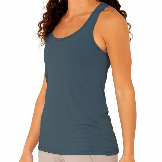 Free Fly Apparel Women's Bamboo Motion Racerback Tank Blue Dusk