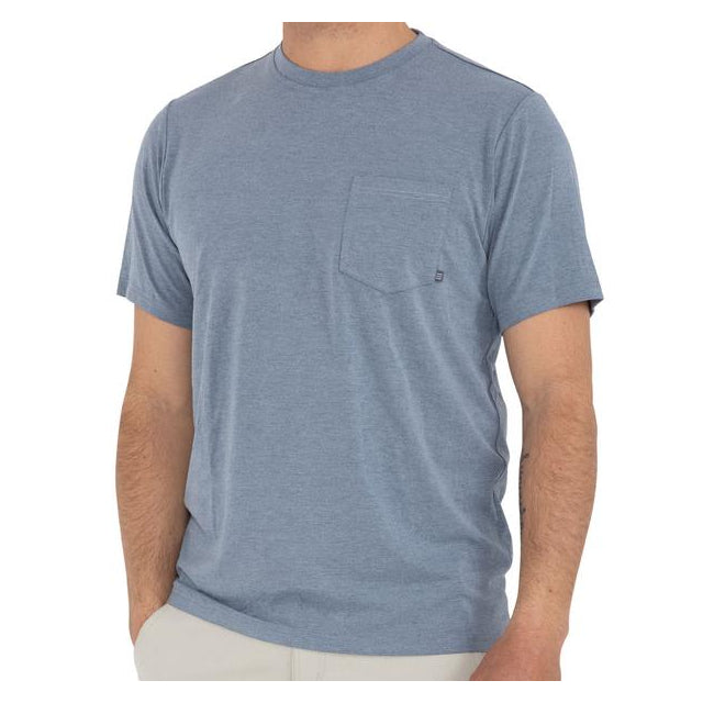 Free Fly Apparel Men's Bamboo Flex Pocket Tee Heather Blue Dusk