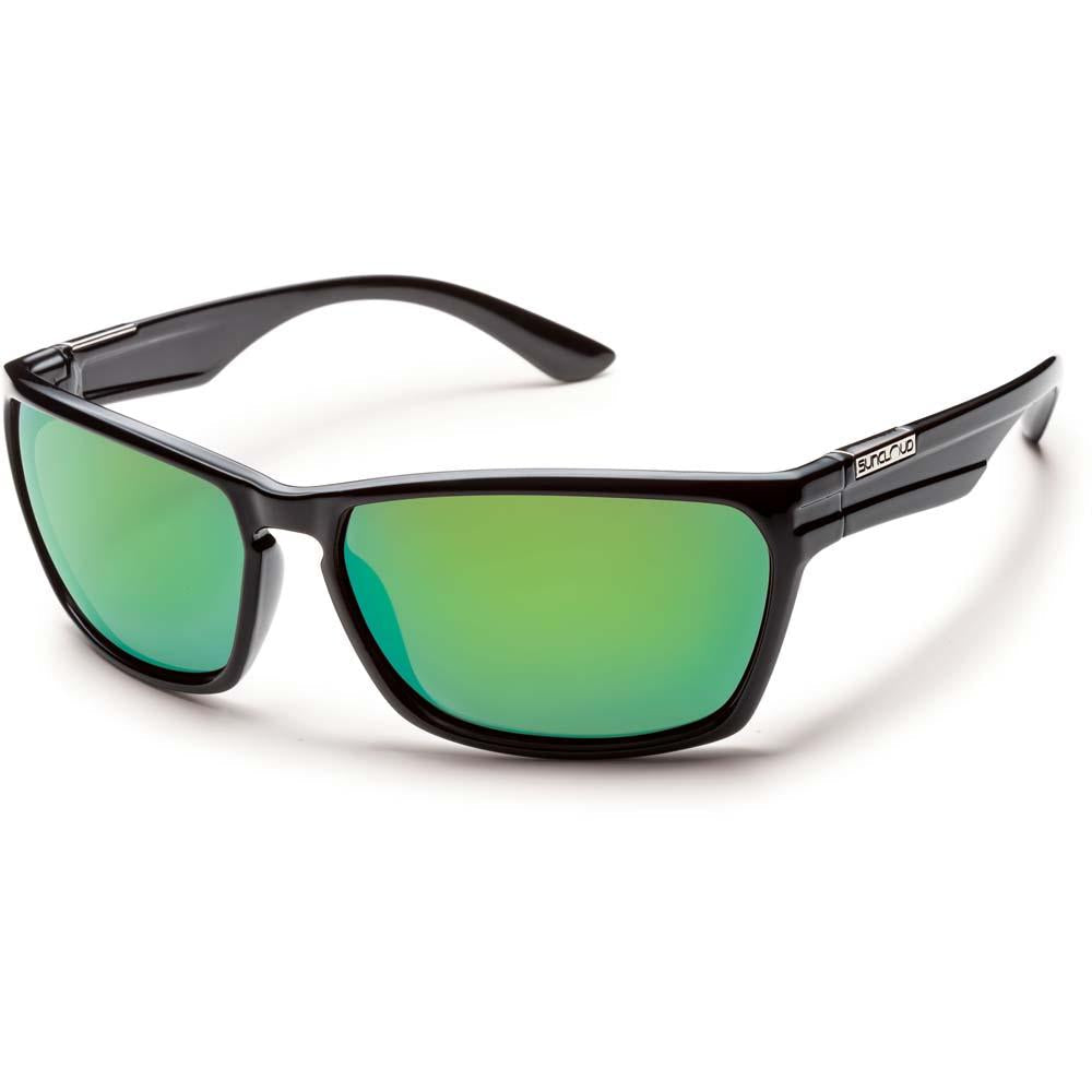 Suncloud Cutout Sunglasses (Medium Fit) Black/Polarized Green Mirror