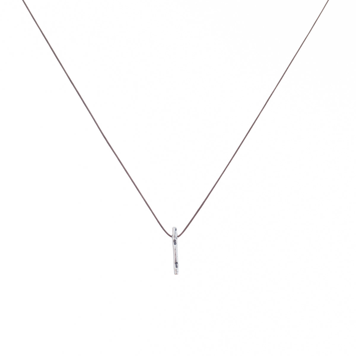 Bronwen Tiny Charm Necklace - 16" Matchstick - Taupe/Silver