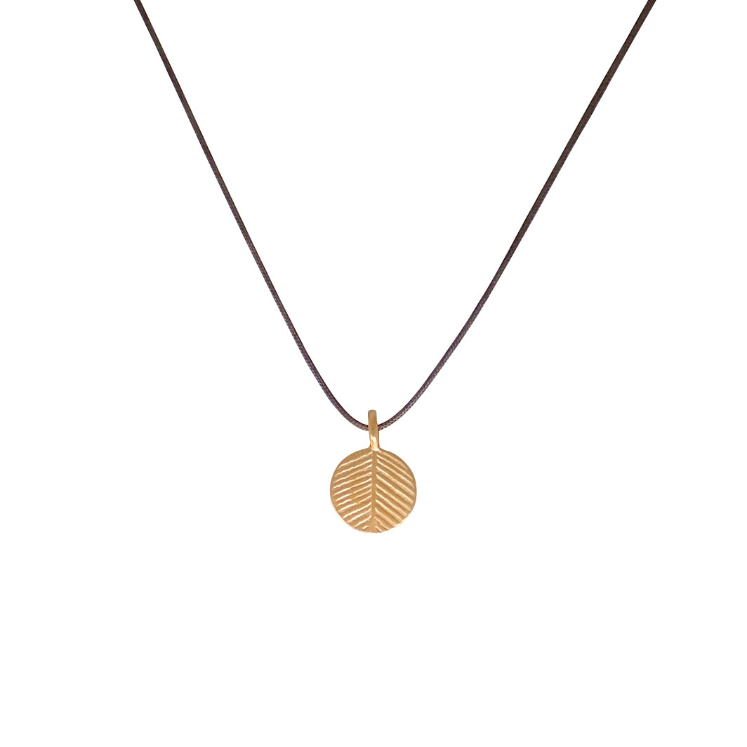 Bronwen Tiny Charm Necklace - 16&quot; Palm Leaf - Taupe/Gold