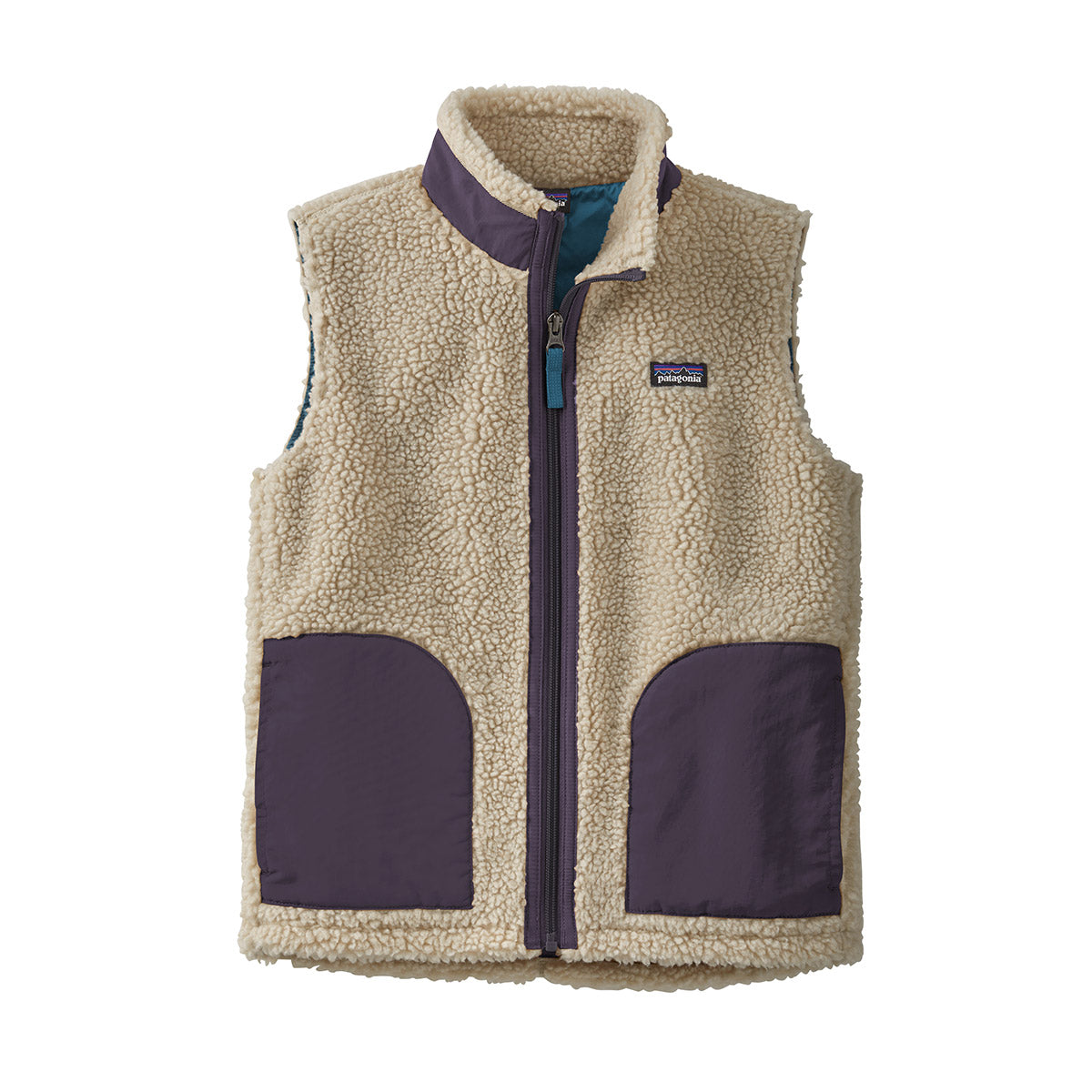 Patagonia Kids' Retro-X Vest Natural w/Piton Purple