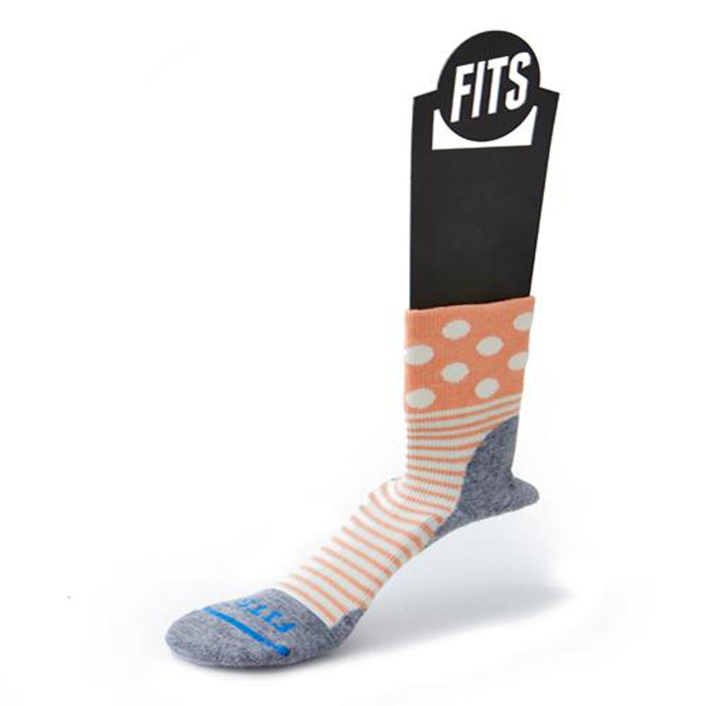 Fits Women&#39;s Performance Trail Polka Stripe Quarter Socks Natural Cadmium Orange