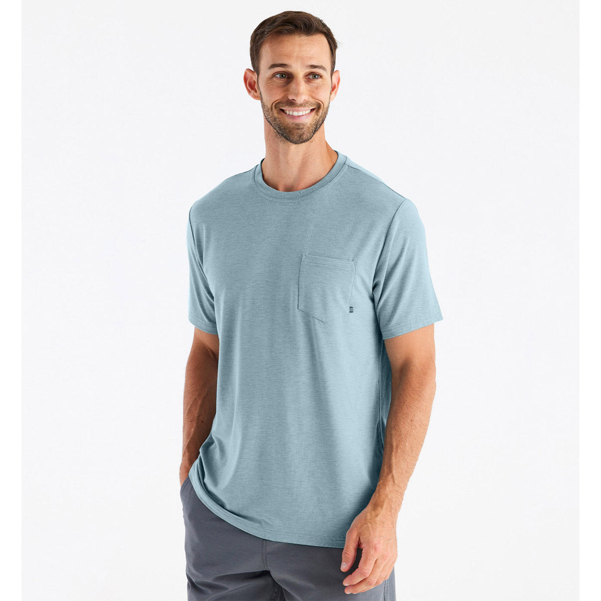 Free Fly Apparel Men's Bamboo Flex Pocket Tee Heather Tide